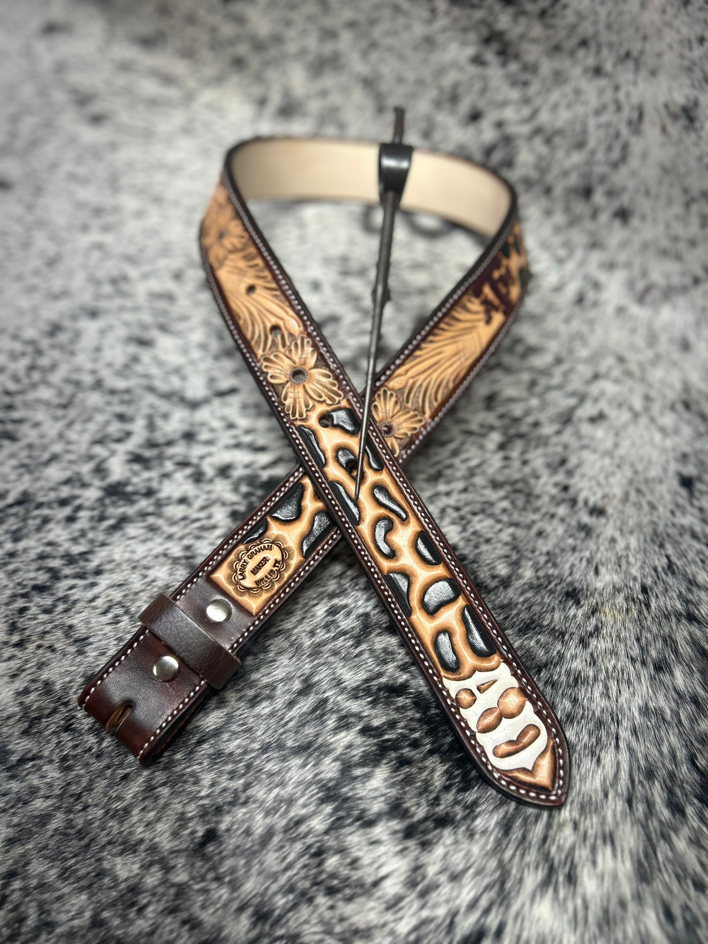 Custom Floral Tooled Belt