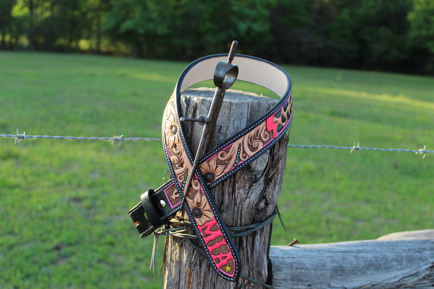 Custom Floral Tooled Belt