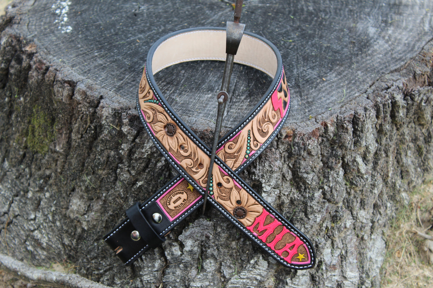 Custom Floral Tooled Belt