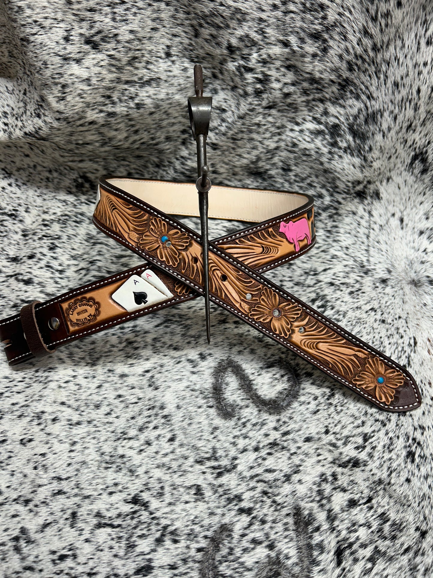 Custom Floral Tooled Belt