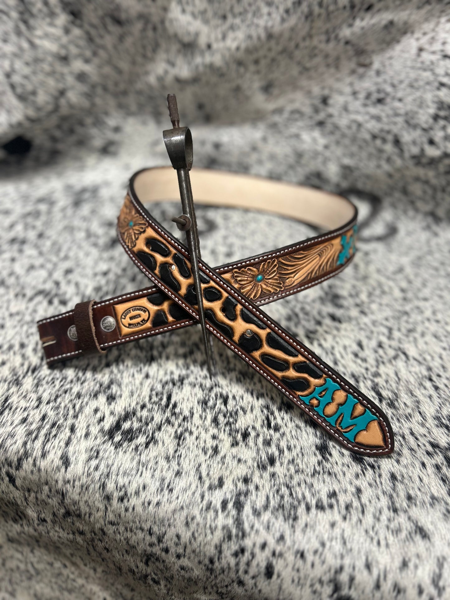 Custom Floral Tooled Belt