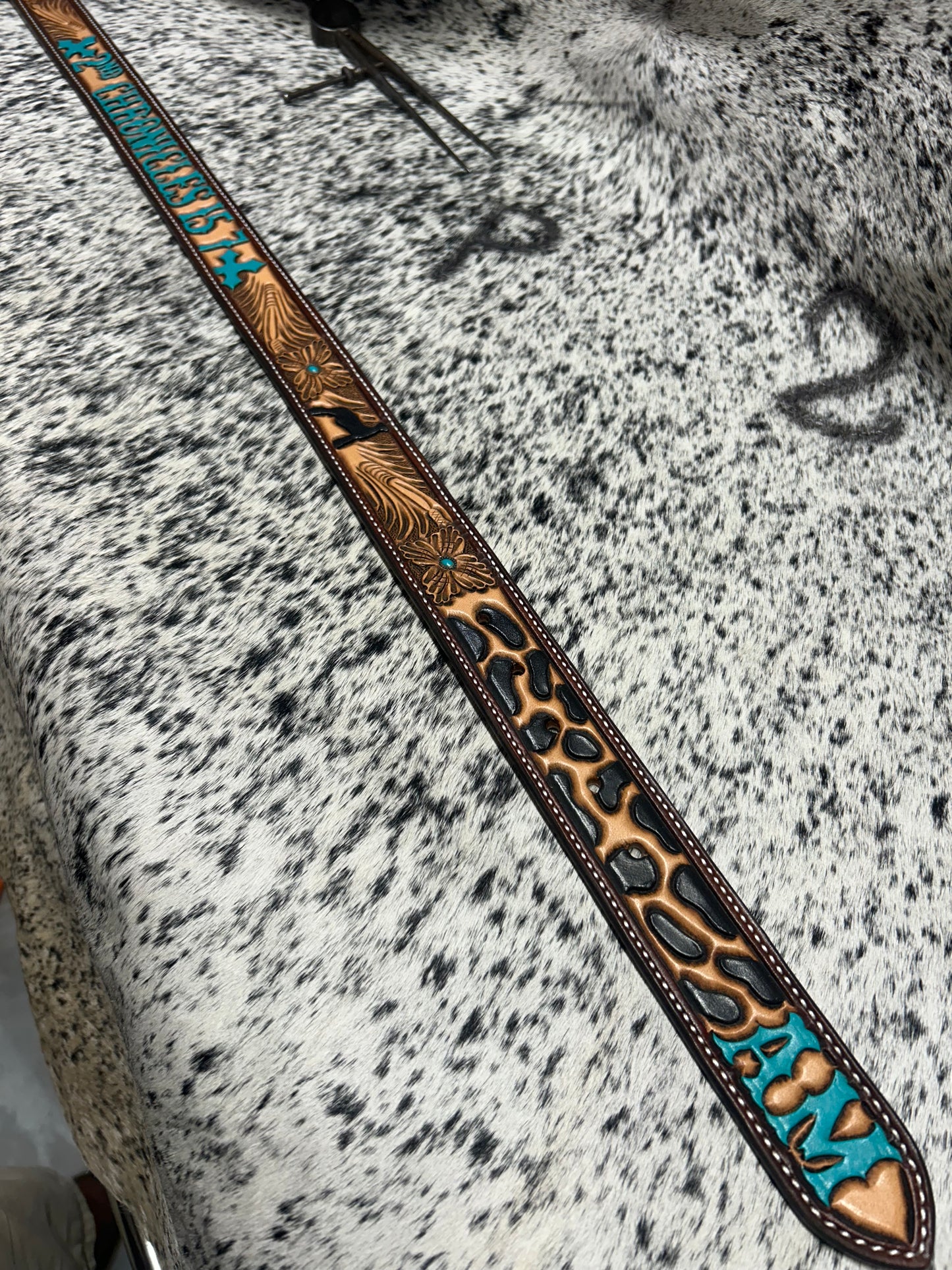 Custom Floral Tooled Belt