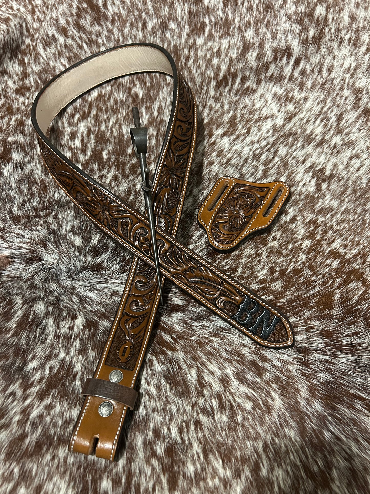 Custom Floral Tooled Belt