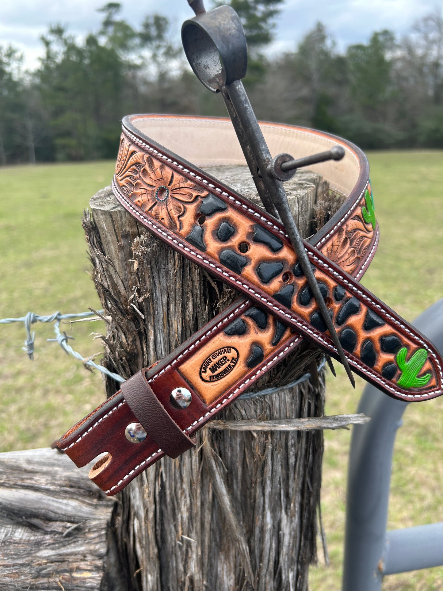 Custom Floral Tooled Belt