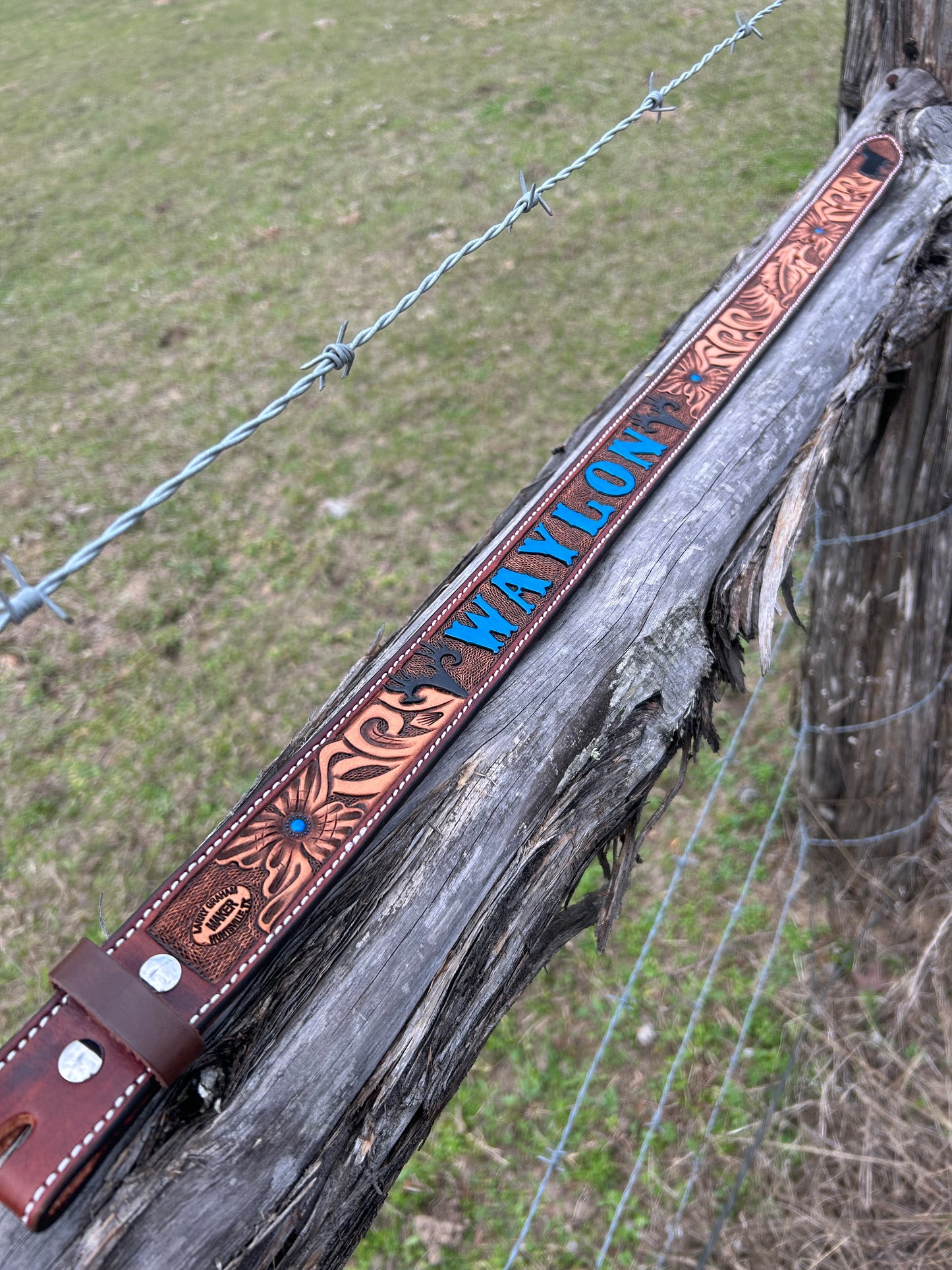 Custom Floral Tooled Belt