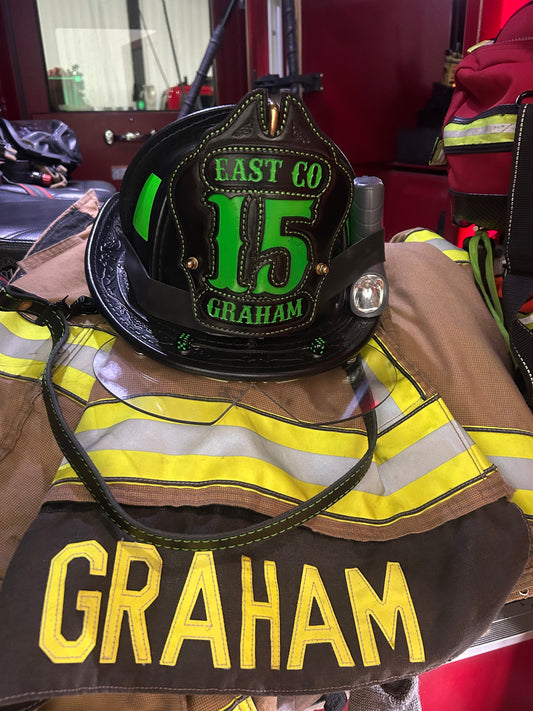Tooled/Laser Engraved Fire Helmet Shield