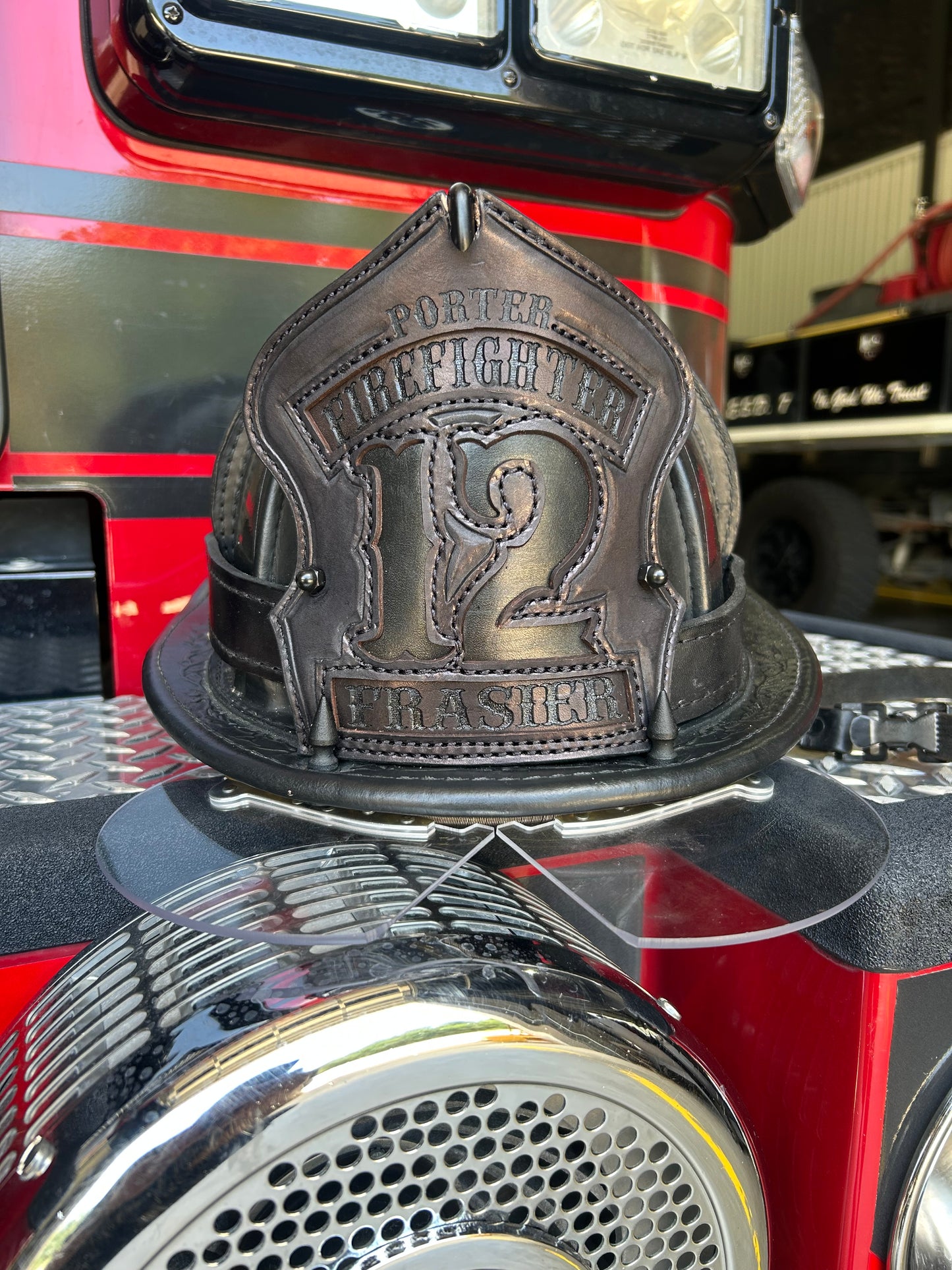 Tooled/Laser Engraved Fire Helmet Shield