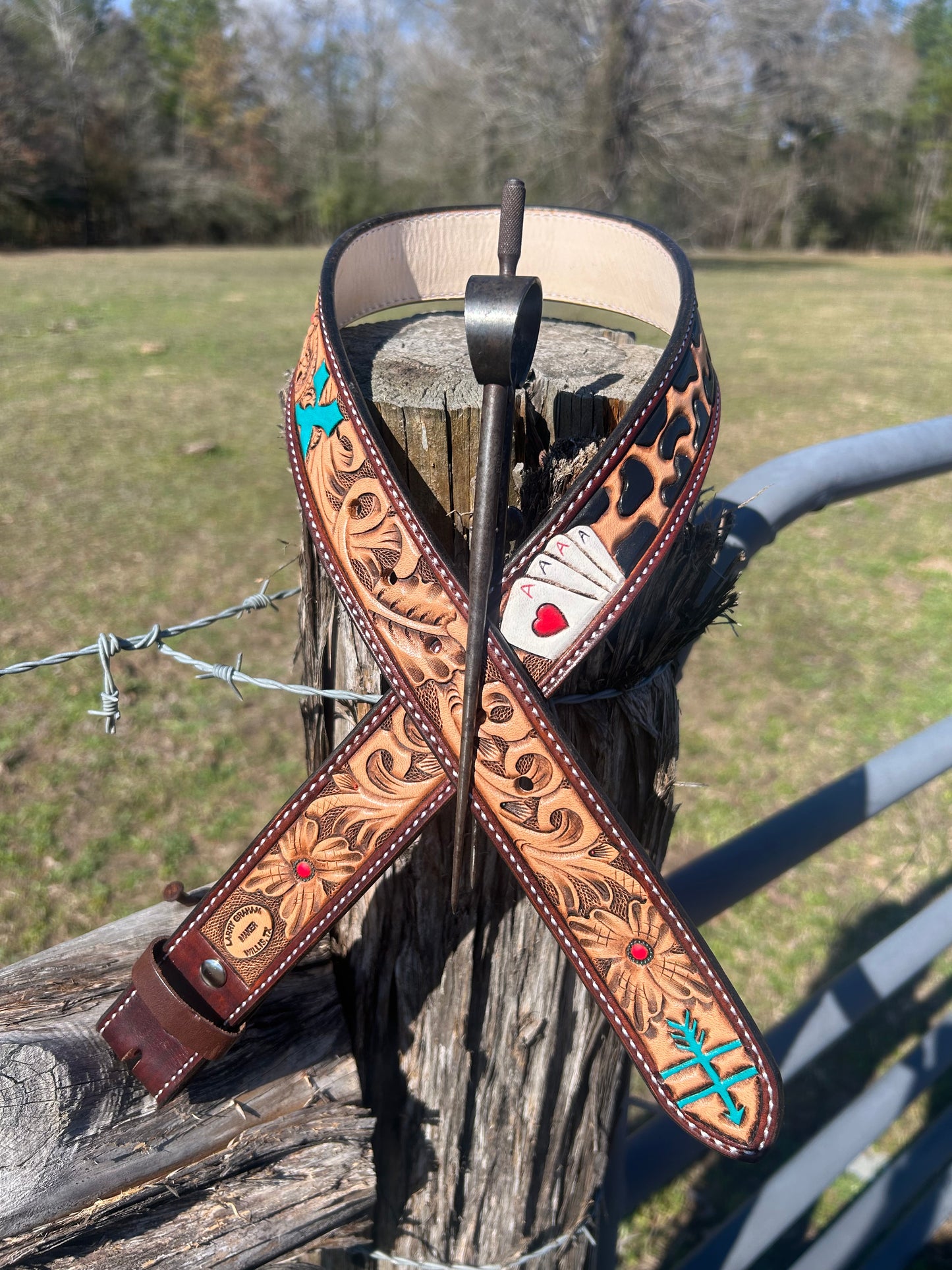 Custom Floral Tooled Belt
